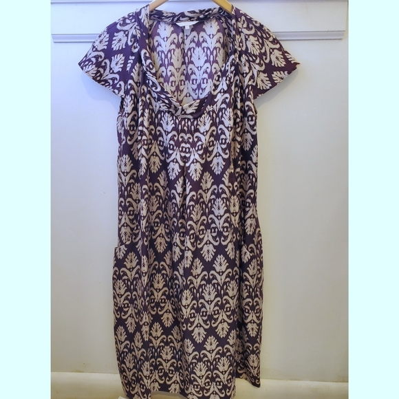 Kew Damask Pattern Dress Purple & Gray Size Medium - Picture 1 of 6